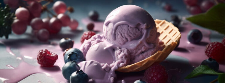 Strawberry flavour ice cream in bowl